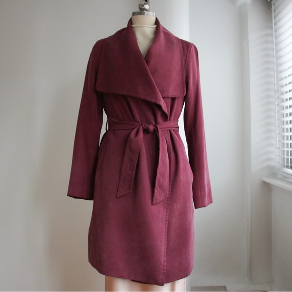 Club Monaco Berry Pink Waterfall Trench Coat - Picture 4 of 6